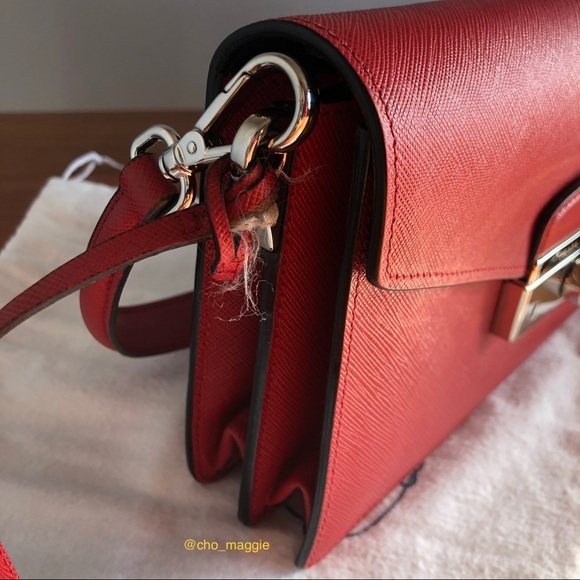 Prada Red Saffiano Lux Mini Sound Bag - Picture 6 of 9